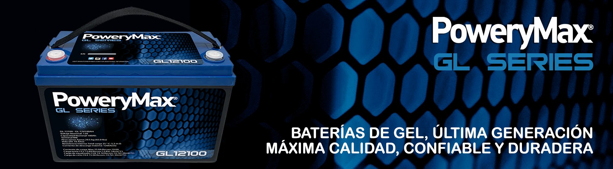 Batería de gel PoweryMax GL series. Baterías de Gel de última generación específica para alimentar motores eléctricos.